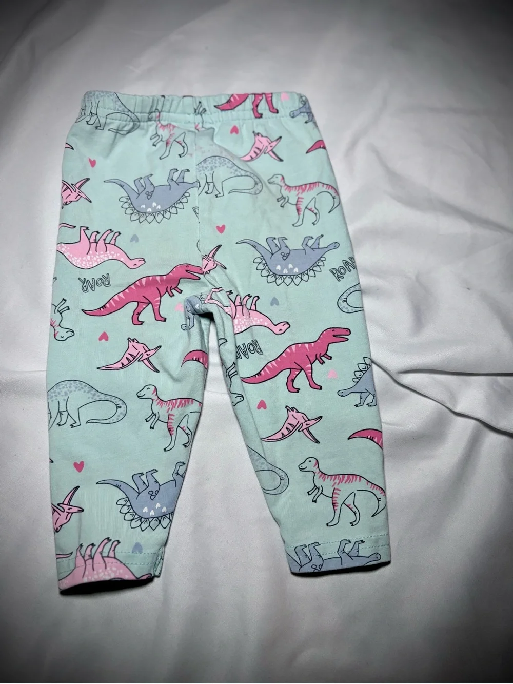 Carter's Mint Leggings with Pink & Purple Dinosaur Print